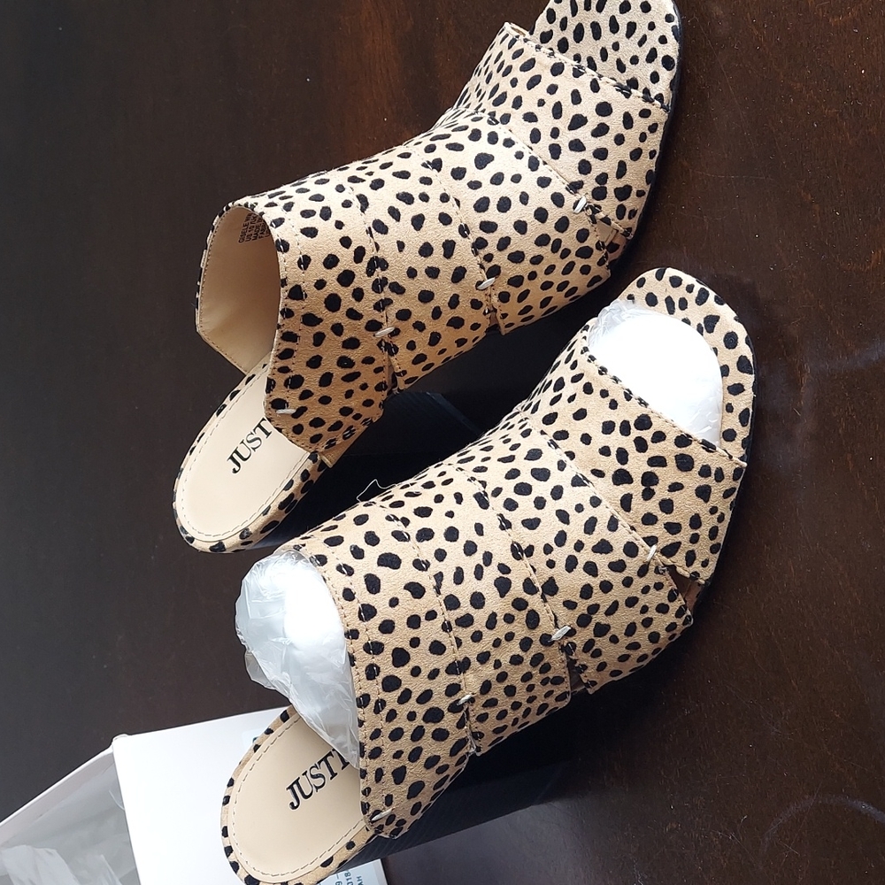 Cheetah print suede mule dress sandals